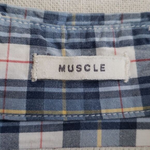 Abercrombie and Fitch Shirt Mens XL Cotton Blue White Plaid Muscle Button Down - Picture 5 of 10